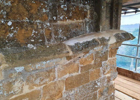 Misaligned stonework