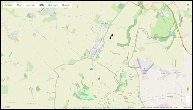 Map of Tysoe area showing Early Medieval find locations