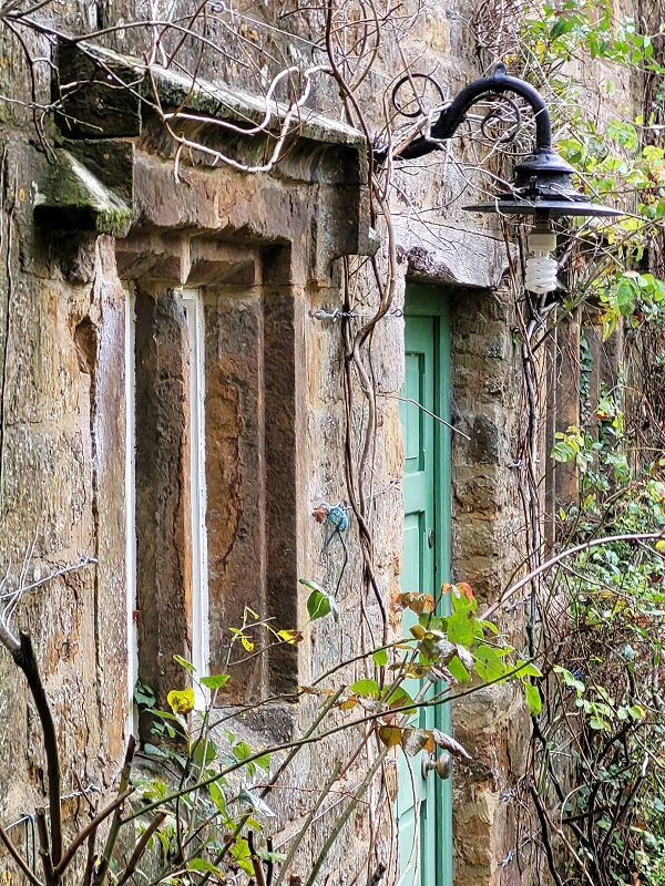 Front of a house with door and window
