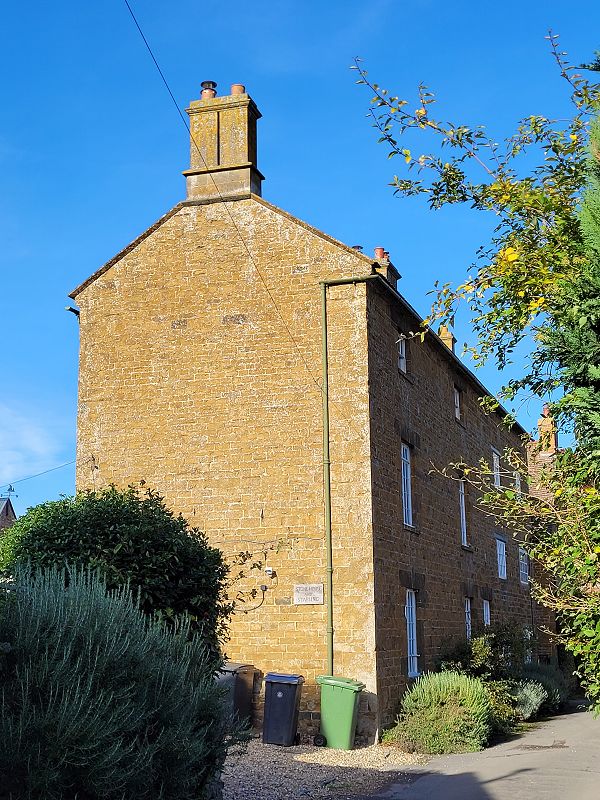 Side view of very large stone house