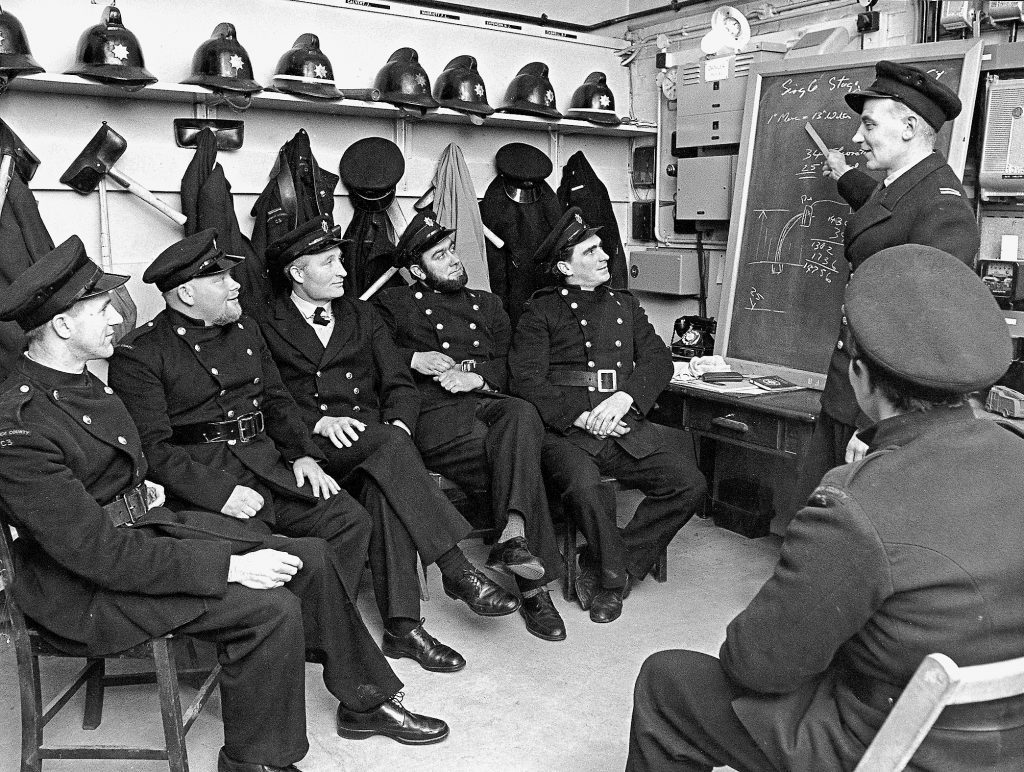 Firemen attending a drill session