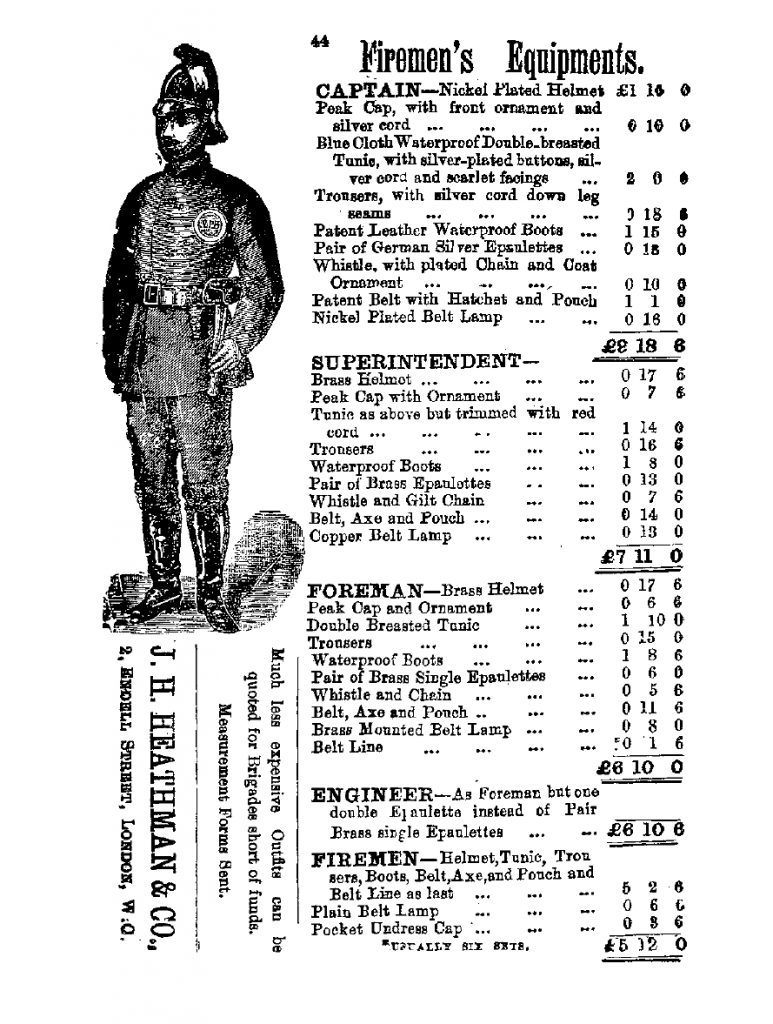 Newspaper item featuring fireman's uniform