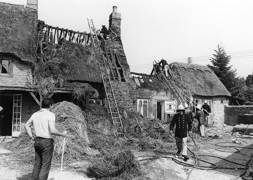 Aftermath of thatch roof fire
