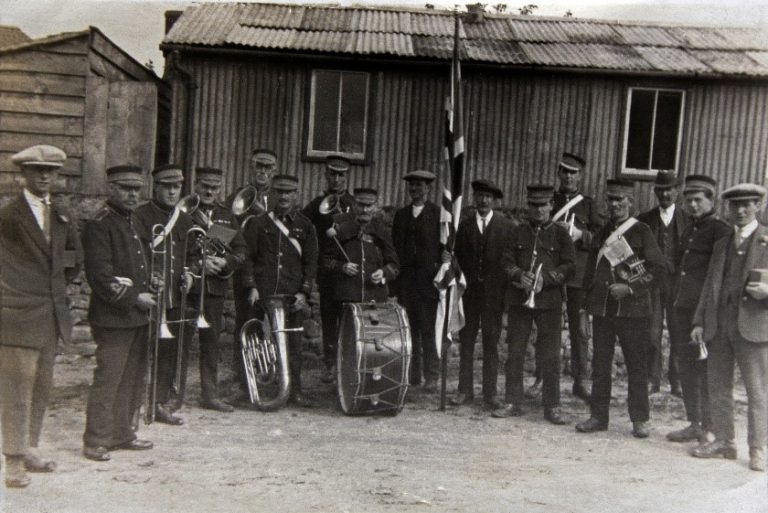 Members of a village brass band
