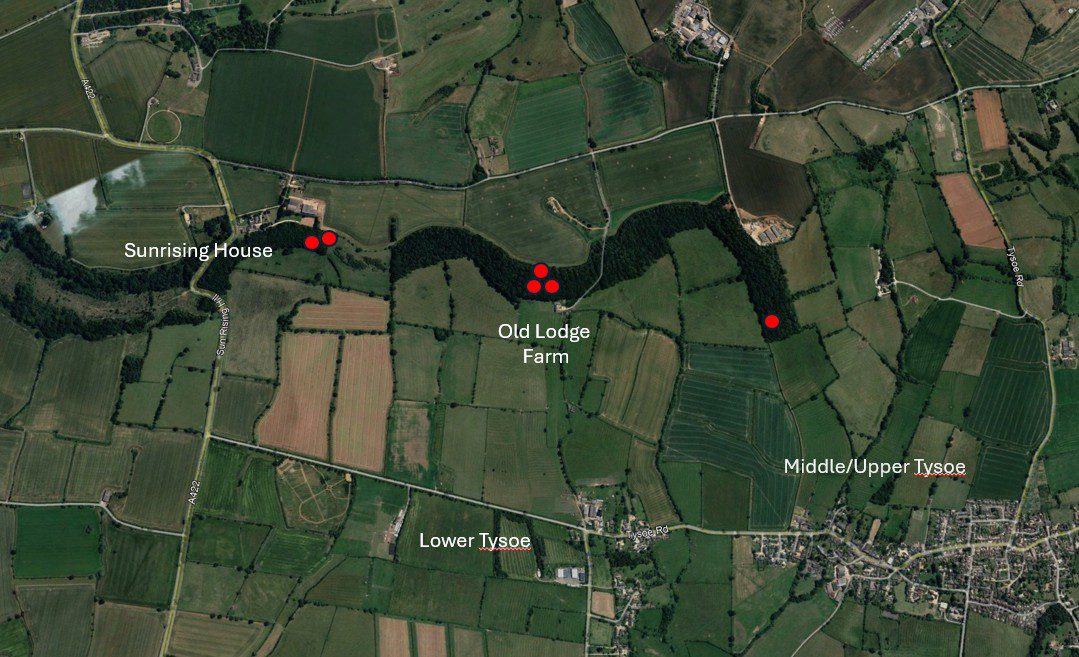 Satellite view of Tysoe area