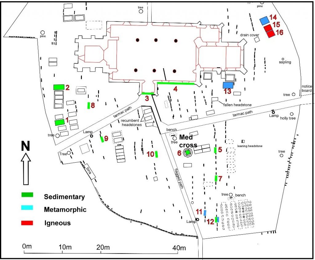 Map of gravestone locations