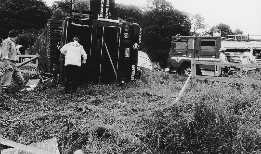 Overturned lorry