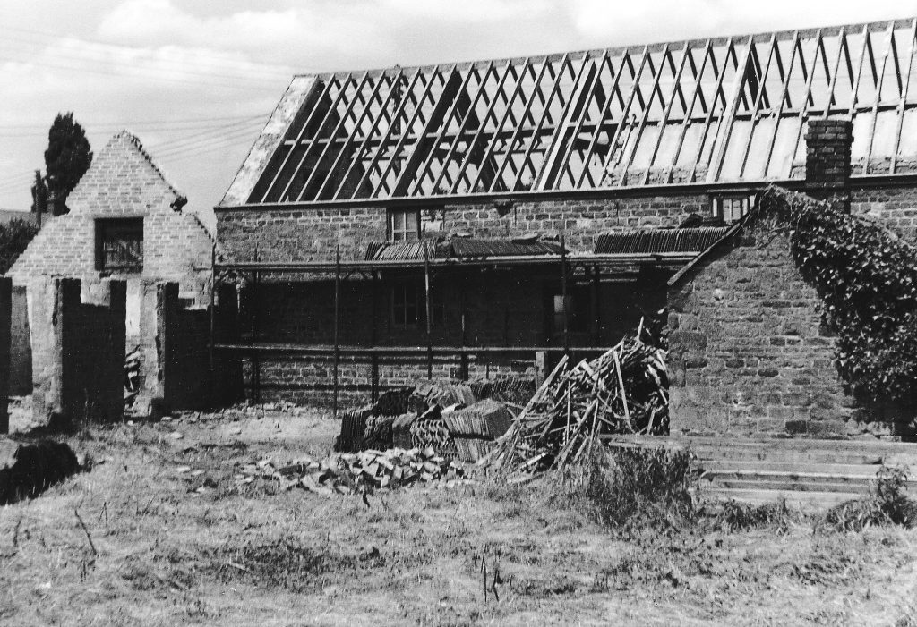 Building under construction, showing rafters