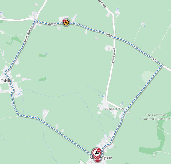 Oxhill Road diversions for roadworks